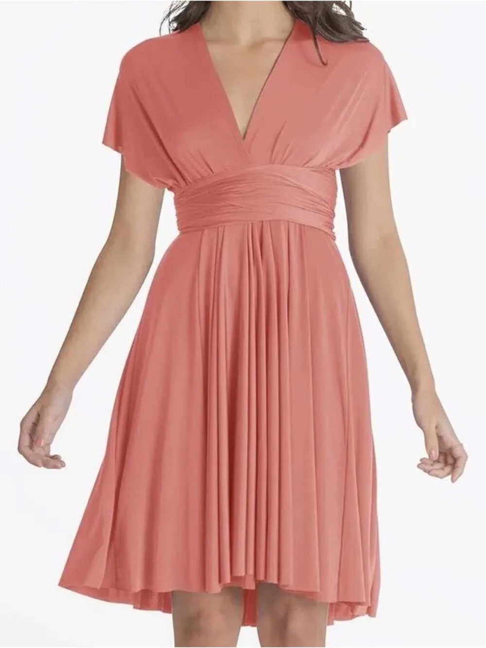 Henkaa Sakura Midi Convertible Dress - Peach Pink Coral, One Size